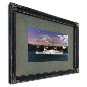 Steamboat Jesse Hoyt on the Hudson River — Ebony Framed Canvas Print | Bella Frye