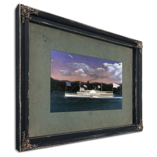 Steamboat Jesse Hoyt on the Hudson River — Ebony Framed Canvas Print | Bella Frye