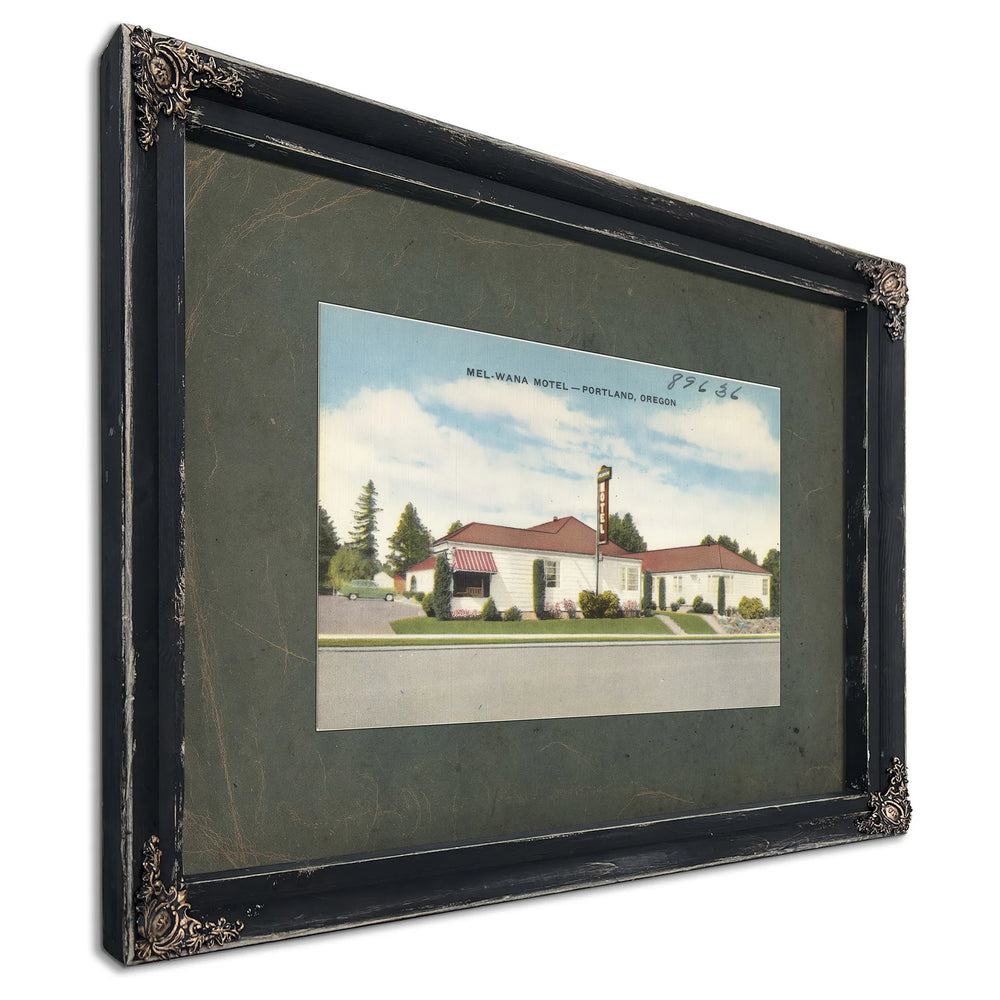 Mel Wana Motel Portland Oregon, Ebony frame — vintage framed wall art by Bella Frye