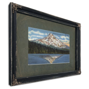 Mt Hood From Lost Lake Oregon Alt 11225 Ft'1, Ebony frame — vintage framed wall art by Bella Frye