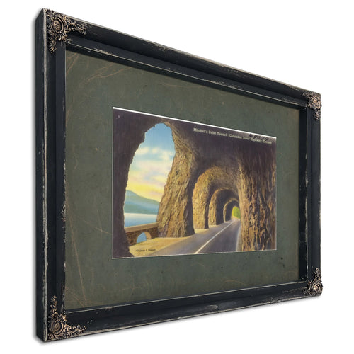 Mitchell's Point Tunnel Columbia River Highway Oregon, Ebony frame — vintage framed wall art by Bella Frye