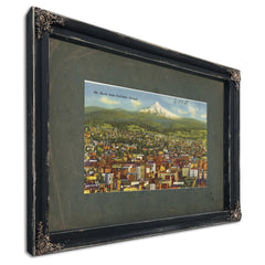 Mt Hood From Portland Oregon, Ebony frame — vintage framed wall art by Bella Frye