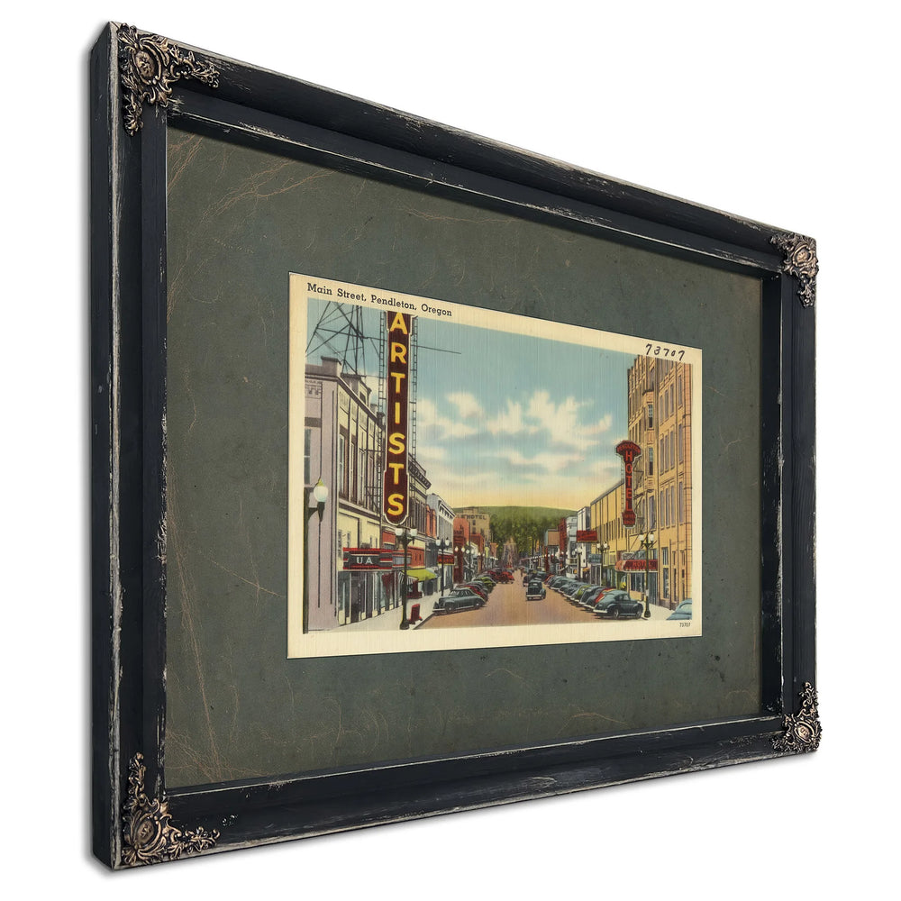 Main Street Pendleton Oregon, Ebony frame — vintage framed wall art by Bella Frye