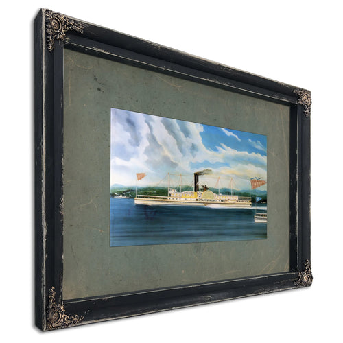 Steamboat C. Vanderbilt on the Hudson River — Ebony Framed Canvas Print | Bella Frye