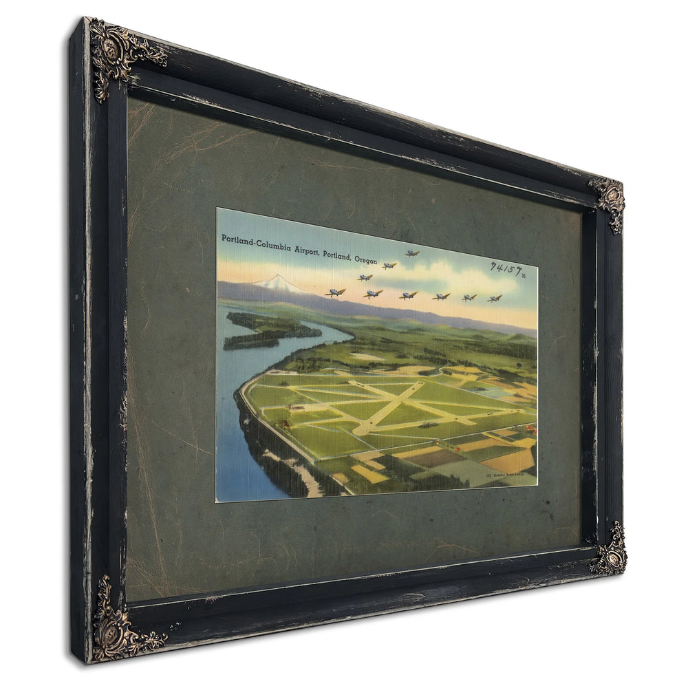 Portland Columbia Airport Portland Oregon, Ebony frame — vintage framed wall art by Bella Frye