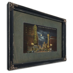 Broadway At Night 'The Great White Way' Portland Oregon, Ebony frame — vintage framed wall art by Bella Frye