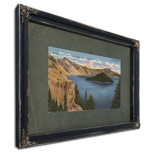 Wizard Island Crater Lake Crater Lake National Park Oregon, Ebony frame — vintage framed wall art by Bella Frye
