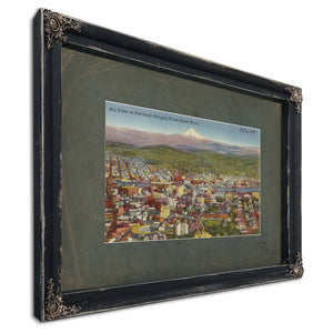 Air View Of Portland Oregon From South West, Ebony frame — vintage framed wall art by Bella Frye