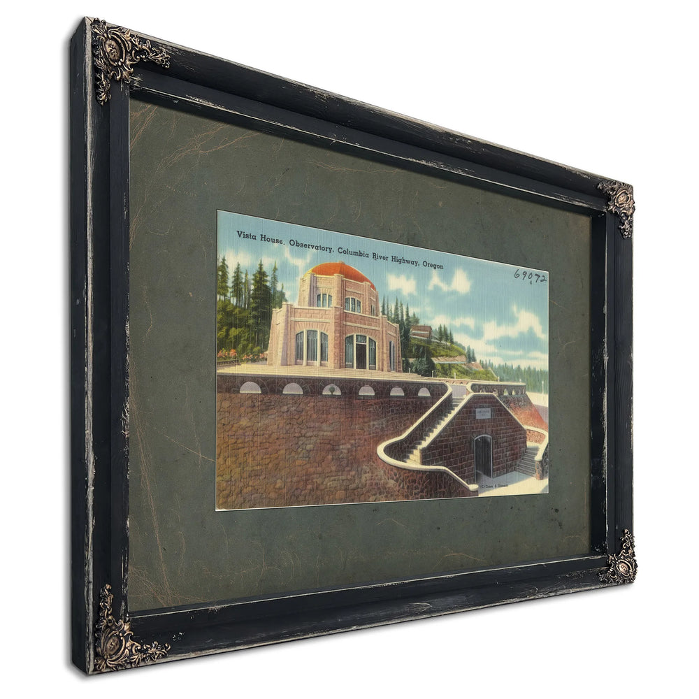 Vista House Observatory Columbia River Highway Oregon, Ebony frame — vintage framed wall art by Bella Frye