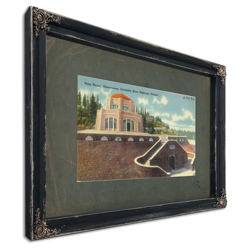 Vista House Observatory Columbia River Highway Oregon, Ebony frame — vintage framed wall art by Bella Frye