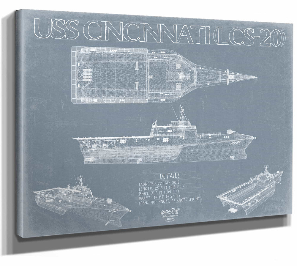 USS Cincinnati (LCS-20) Blueprint Wall Art