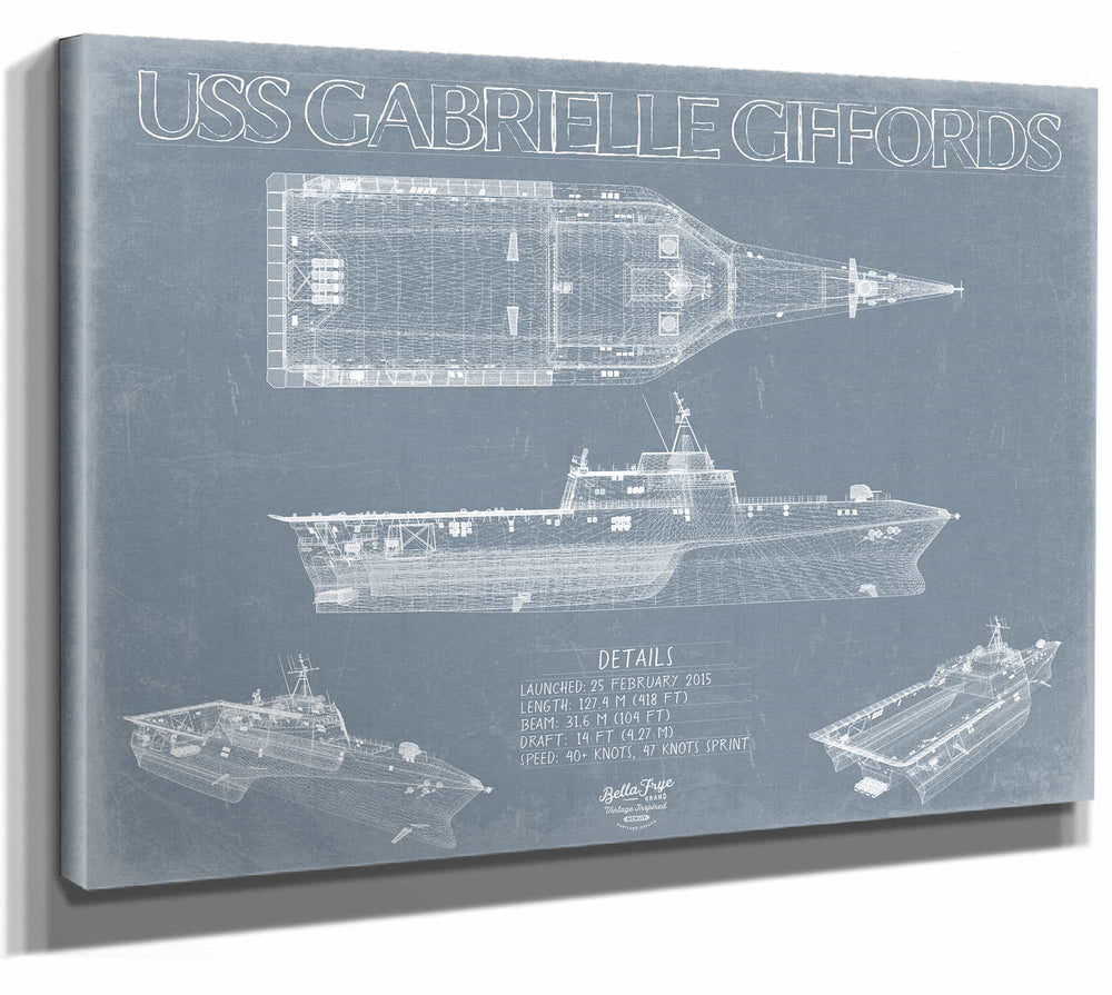 USS Gabrielle Giffords (LCS-10) Blueprint Wall Art