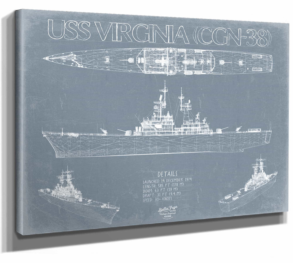 USS Virginia (CGN-38) Blueprint Wall Art