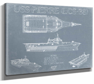 USS Pierre (LCS-38) Blueprint Wall Art