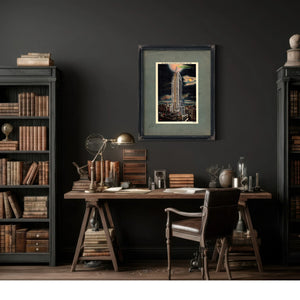 The Dirigibles Last Mooring Manhattan Nocturne — Framed Wall Art Room View | Bella Frye