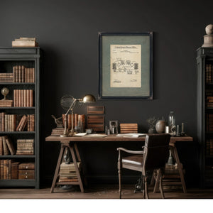 The Wehrle Apparatus Patent Blueprint for the Alchemists Vintage — Framed Wall Art Room View | Bella Frye
