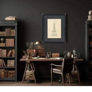 Coffins Patches Lighthouse Blueprint Maritime Architecture of the Florida Reef — Framed Wall Art Room View | Bella Frye