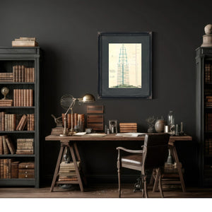 The Keepers Vigil Minots Ledge Lighthouse Blueprintb — Framed Wall Art Room View | Bella Frye