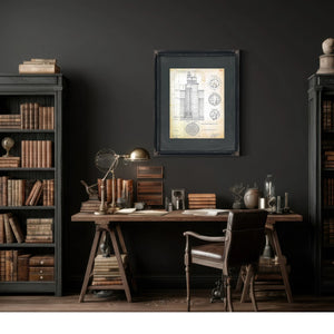 The Keepers Fortress Baltimore Harbor Light Engineering Blueprint — Framed Wall Art Room View | Bella Frye