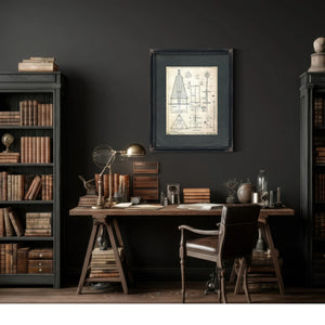 The Keepers Blueprint Apalachicola Lighthouse Engineering Plans of 191 — Framed Wall Art Room View | Bella Frye