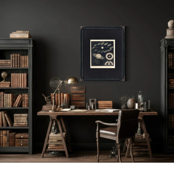 Saturn's Cosmic Theater Celestial Mechanics of the Ringed World — Framed Wall Art Room View | Bella Frye