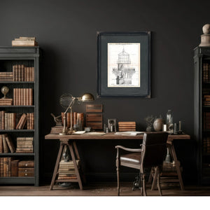 The Hatteras Lantern Room Blueprint — Guardian of the Graveyard of the Atlantic — Framed Wall Art Room View | Bella Frye