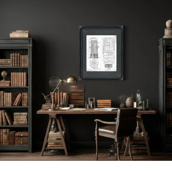 The Sunken Chamber Baltimore Caisson Engineering Blueprint — Framed Wall Art Room View | Bella Frye