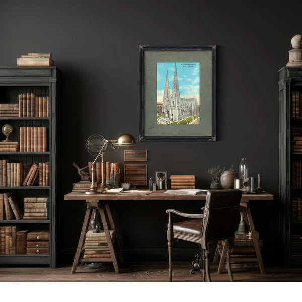 The Gothic Spires of Fifth Avenue a Monument in Stone and Shadow — Framed Wall Art Room View | Bella Frye