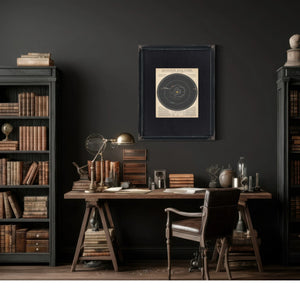The Celestial Machinery — Reynolds' Transparent Solar System — Framed Wall Art Room View | Bella Frye