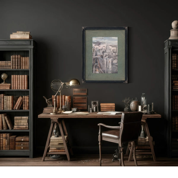 Tomorrows Metropolis a Prophecy in Steel and Sky — Framed Wall Art Room View | Bella Frye