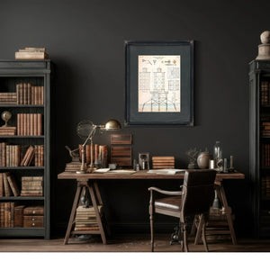The Keepers Skeleton Brewerton Channel Lighthouse Blueprint — Framed Wall Art Room View | Bella Frye