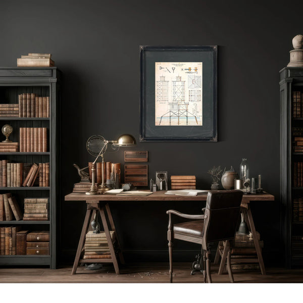 The Keepers Skeleton Brewerton Channel Lighthouse Blueprint — Framed Wall Art Room View | Bella Frye