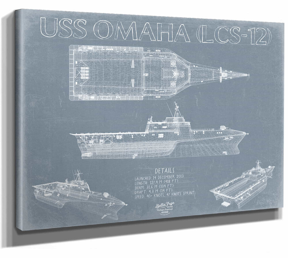 USS Omaha (LCS-12) Blueprint Wall Art