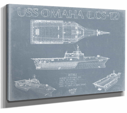 USS Omaha (LCS-12) Blueprint Wall Art