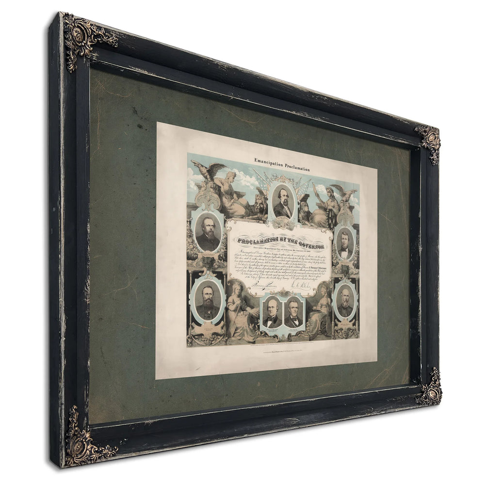 Emancipation Proclamation Proclamation by the Governor 1865 — Ebony Framed Canvas Print | Bella Frye