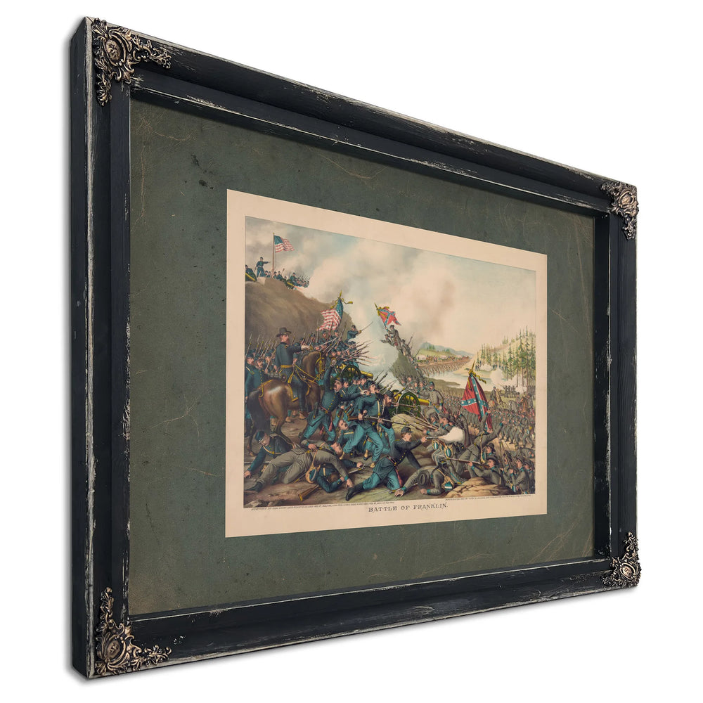 Battle of Franklin November 3 1864 Union Gen Schofield Conf Gen Hood 1891 — Ebony Framed Canvas Print | Bella Frye