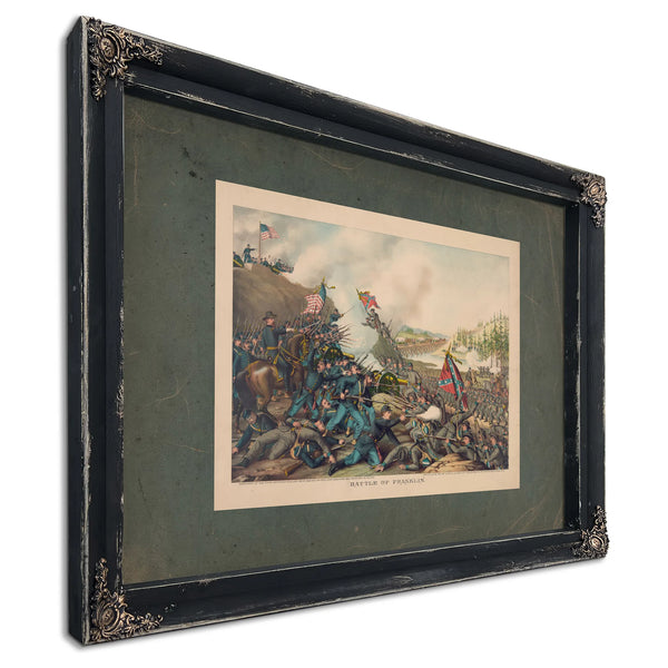 Battle of Franklin November 3 1864 Union Gen Schofield Conf Gen Hood 1891 — Ebony Framed Canvas Print | Bella Frye