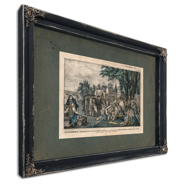 William Penns Treaty With the Indians When He Founded the Province of Pennsyl — Ebony Framed Canvas Print | Bella Frye