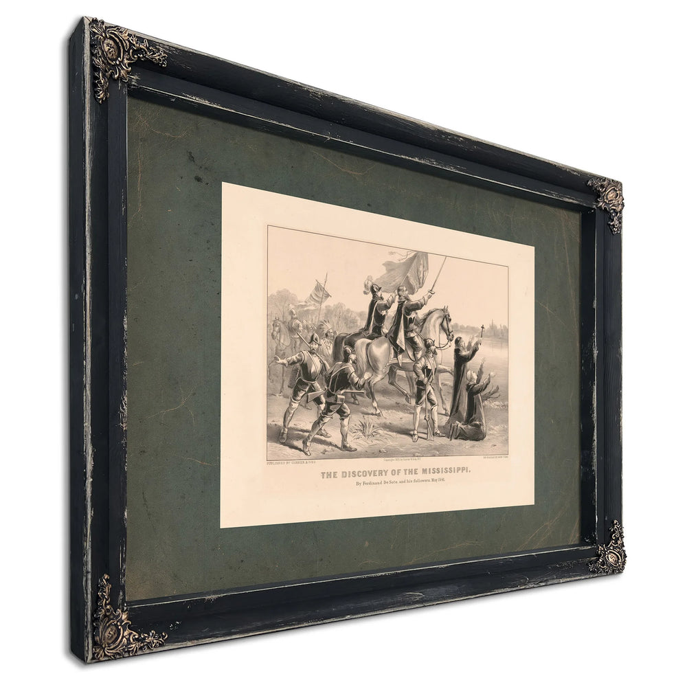 Discovery of the Mississippi_ by Ferdinand De Soto and His Followers May 154 — Ebony Framed Canvas Print | Bella Frye