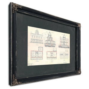 The Keepers Blueprint Fishing Battery Light Station Engineering Drawings — Ebony Framed Canvas Print | Bella Frye