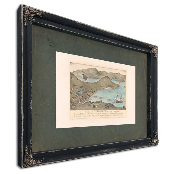 a View of Yerba Buena San Francisco on July 9 1846 1933 — Ebony Framed Canvas Print | Bella Frye