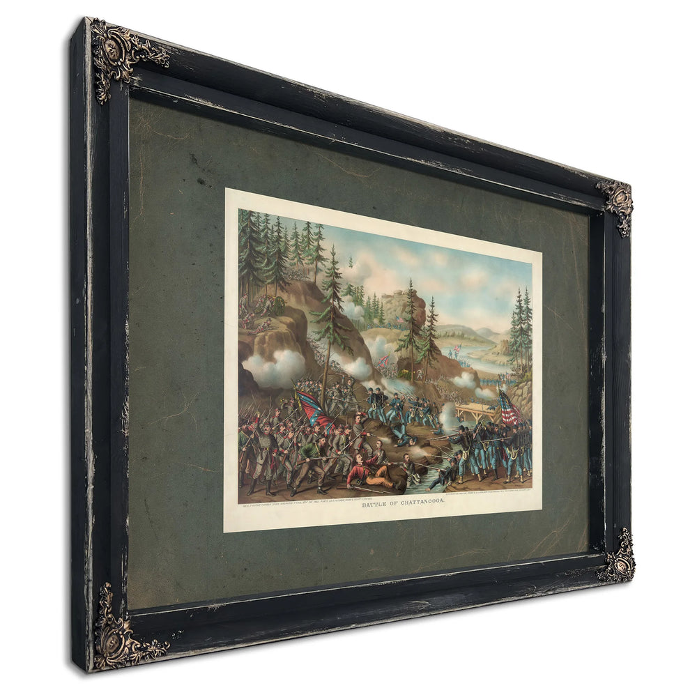 Battle of Chattanoogagen Thomas Charge Near Orchard Knob Nov 24 1863parts Ao — Ebony Framed Canvas Print | Bella Frye