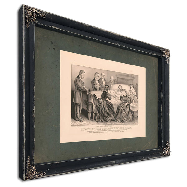 Death of the Hon Andrew Johnson Us Senator From Tennessee and Ex President O — Ebony Framed Canvas Print | Bella Frye