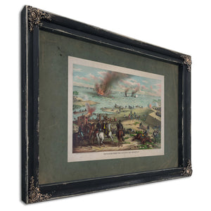Battle Between the Monitor and Merrimacfought March 9th 1862 at Hampton Road — Ebony Framed Canvas Print | Bella Frye