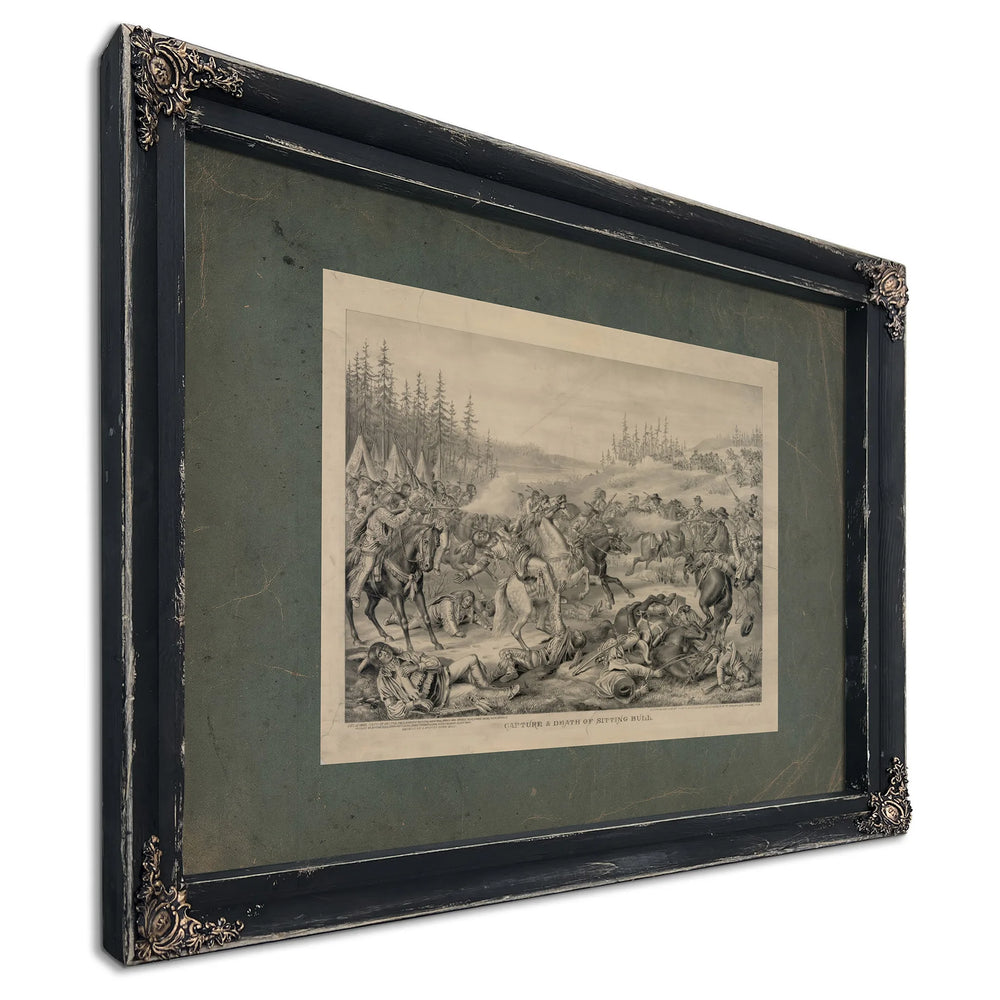 Capture Death of Sitting Bull 1891 — Ebony Framed Canvas Print | Bella Frye