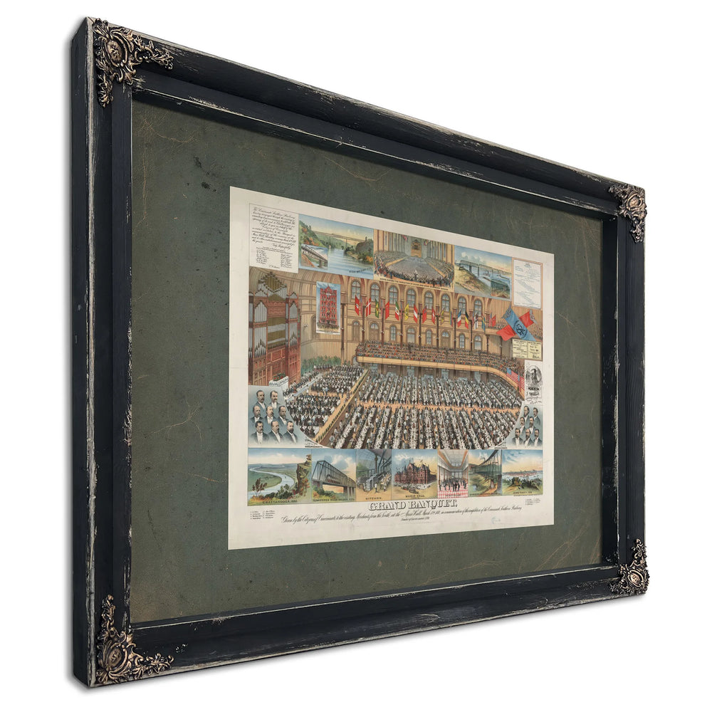 Grand Banquet Given by the Citizens of Cincinnati to the Visiting Merchants — Ebony Framed Canvas Print | Bella Frye