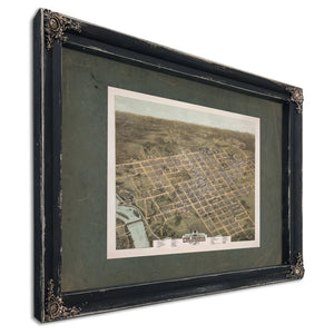 Birds Eye View of the City of Columbia South Carolina 1872 1872 — Ebony Framed Canvas Print | Bella Frye