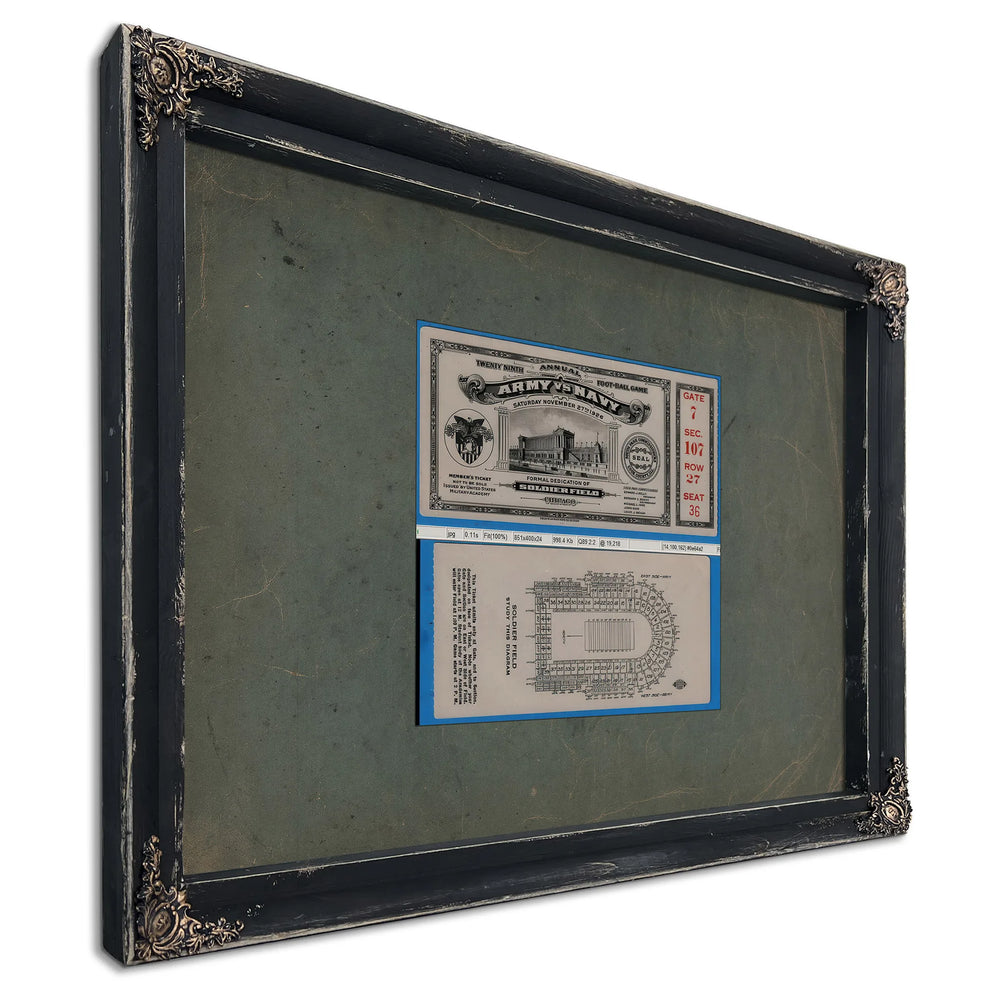 Ticket to the 1926 Army Navy Game 2 6438a1 — Ebony Framed Canvas Print | Bella Frye