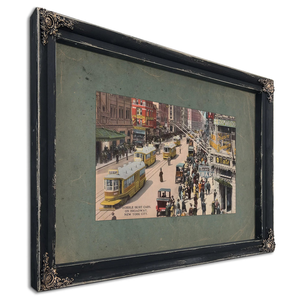 The Broadway Line Gilded Age Street Scene — Ebony Framed Canvas Print | Bella Frye