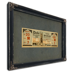 Full Ticket for the November 26 1938 Pittsburgh Versus Duke Football Game — Ebony Framed Canvas Print | Bella Frye